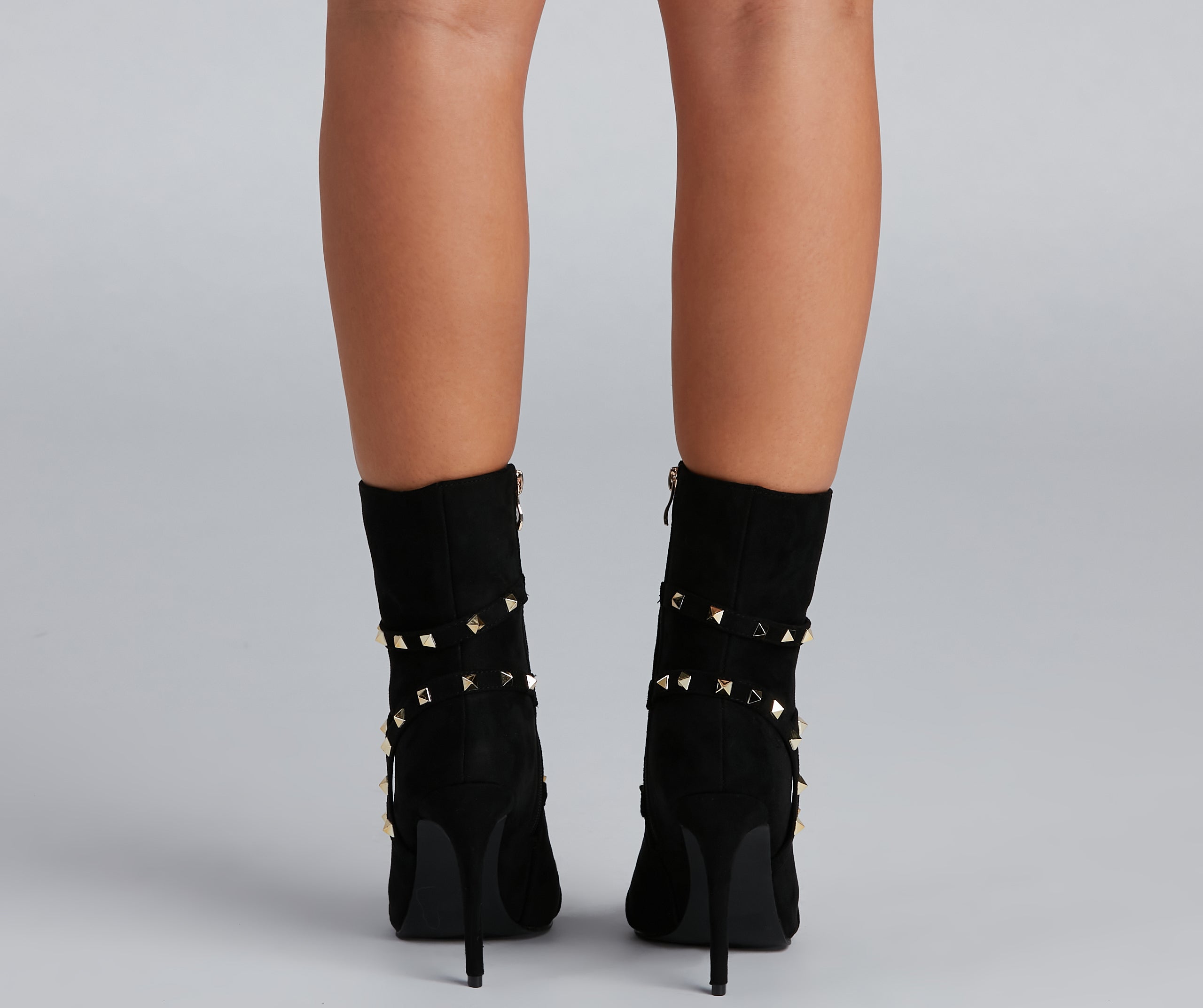 Hey Stud Caged Stiletto Booties