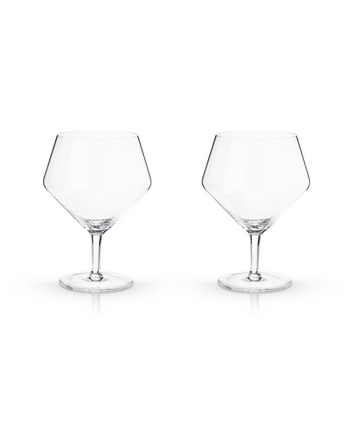 Viski Raye Angled Gin and Tonic Crystal Glasses Set of 2 14 Oz