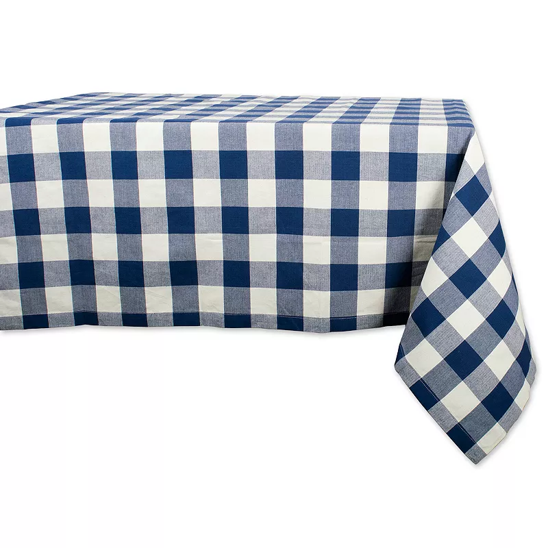 60 x 84 Navy Blue And White Buffalo Checkered Rectangular Tablecloth