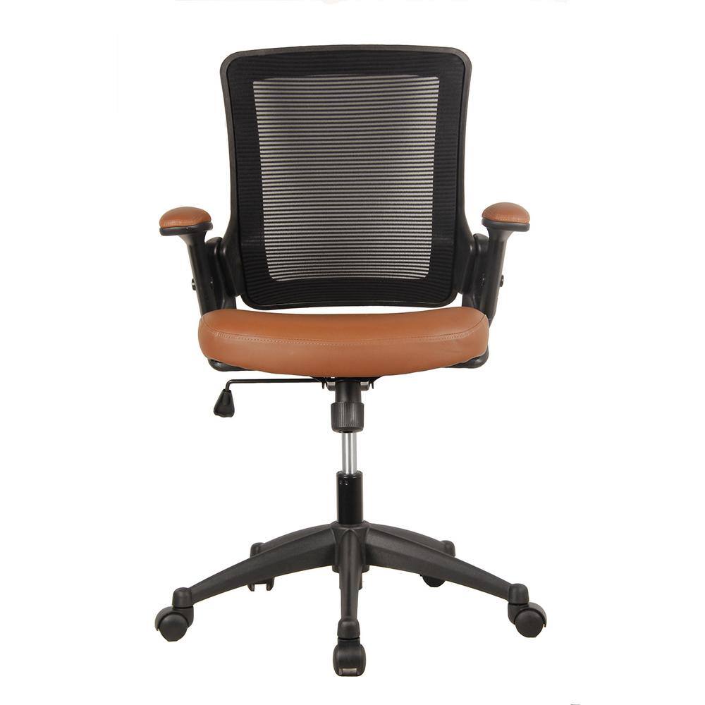 TECHNI MOBILI 25 in. Width Big and Tall Brown Faux Leather Task Chair with Adjustable Height RTA-8030-BRN