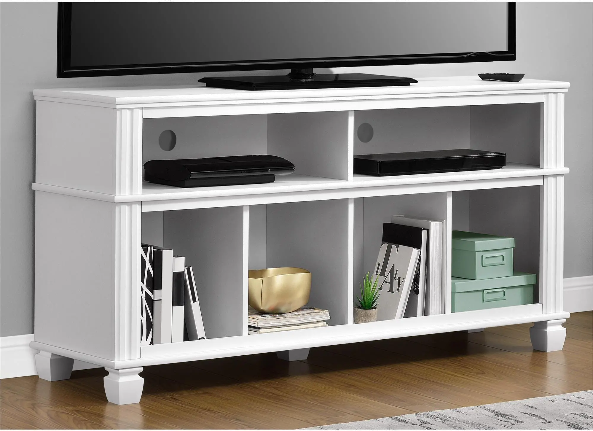 Woodcrest White 54 TV Stand