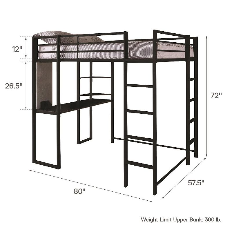 Atwater Living Alix Full Loft Bed and Desk