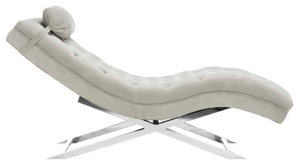 Monroe Chaise With Round Pillow   Contemporary   Indoor Chaise Lounge Chairs   by Safavieh  Houzz