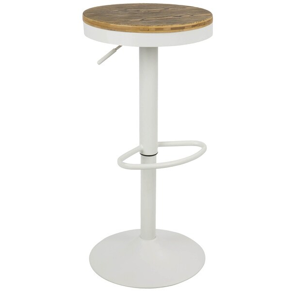 Lumisource Dakota Industrial Adjustable Barstool with Swivel in White - Set of 2 - 15