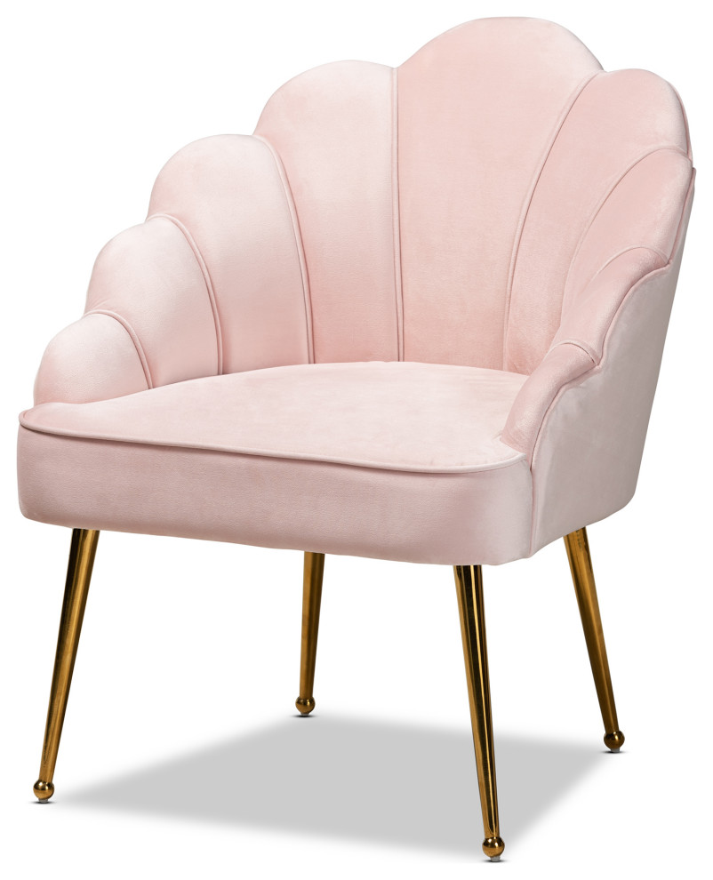 Sanaya Upholstered Seashell Shaped Accent Chair   Midcentury   Armchairs And Accent Chairs   by Baxton Studio  Houzz