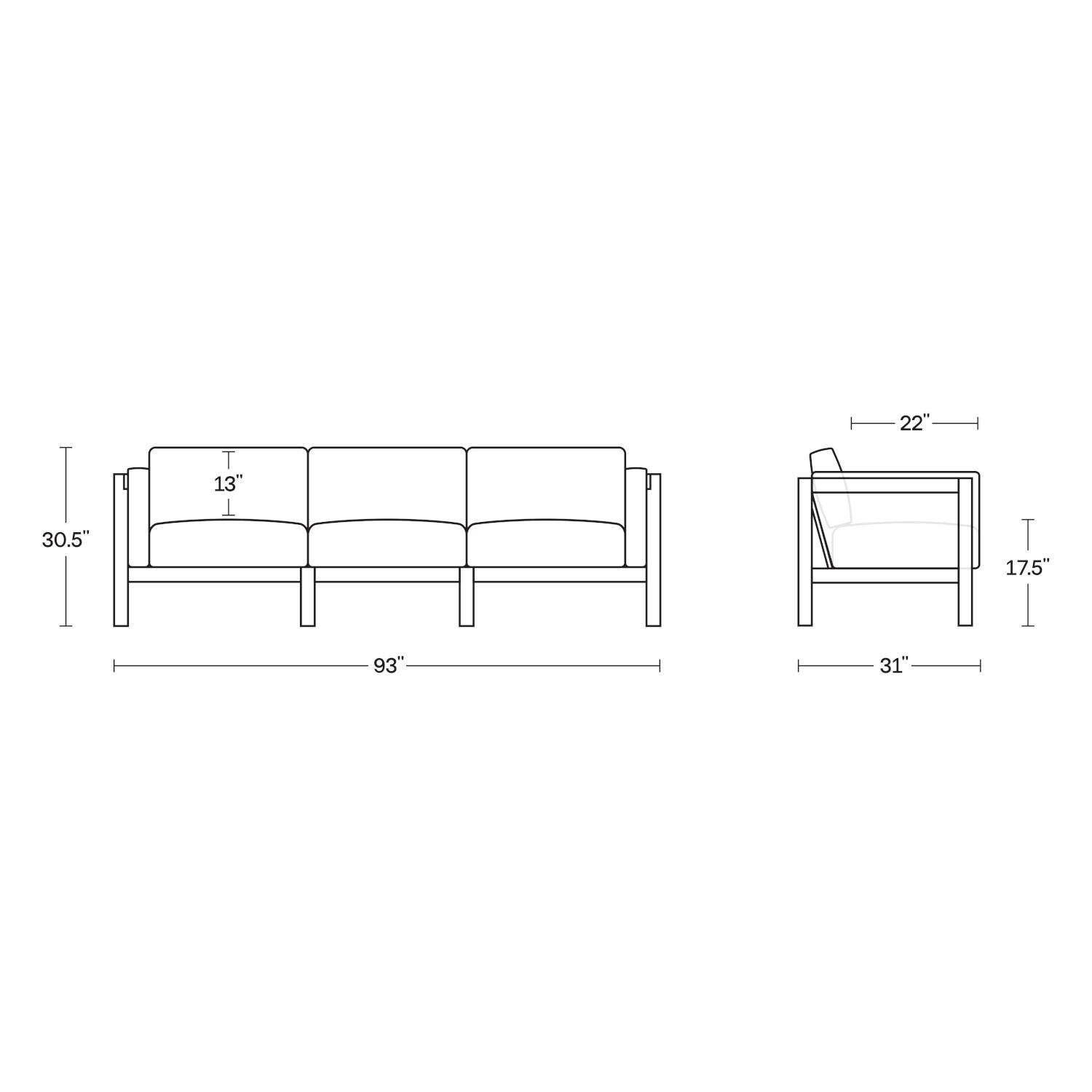 Neighbor Sofa W/ Sunbrella Cushion Arms