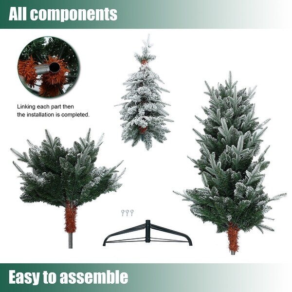 6.8Ft Pencil Slim Artificial SnowFlocked Christmas Tree