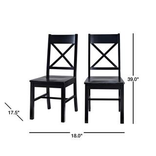 Walker Edison Furniture Company Millwright Antique Black Wood Dining Chair (Set of 2) HDHW2BL