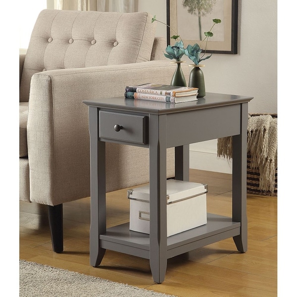 Wooden Side Table with 1 Drawers and Open Storage