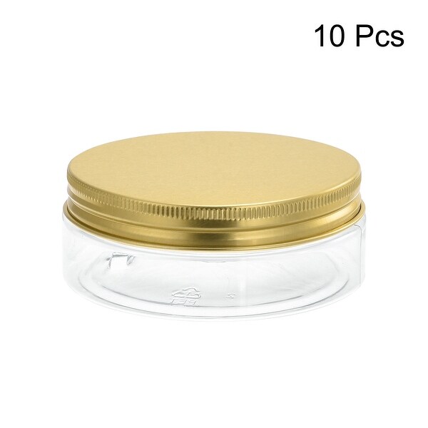 1oz/ 30ml Round Plastic Jars with Golden Aluminum Screw Top Lid 10Pcs - Clear - 50mm