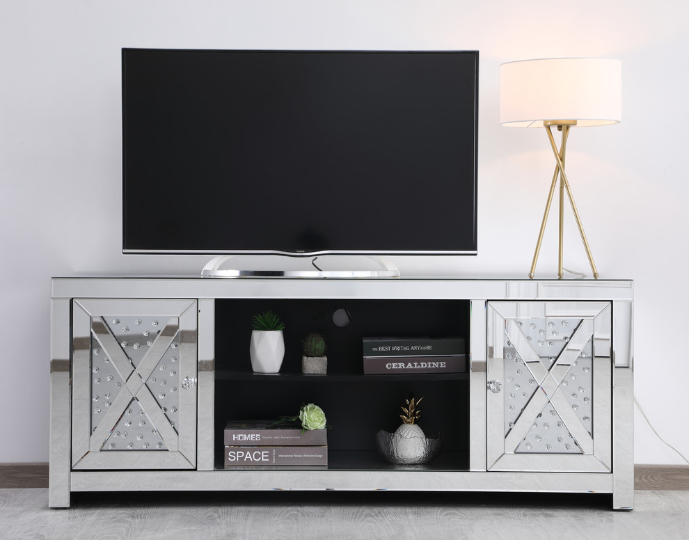 Crystal Mirrored TV Stand   Contemporary   Entertainment Centers And Tv Stands   by Elegant Furniture  ampLighting  Houzz