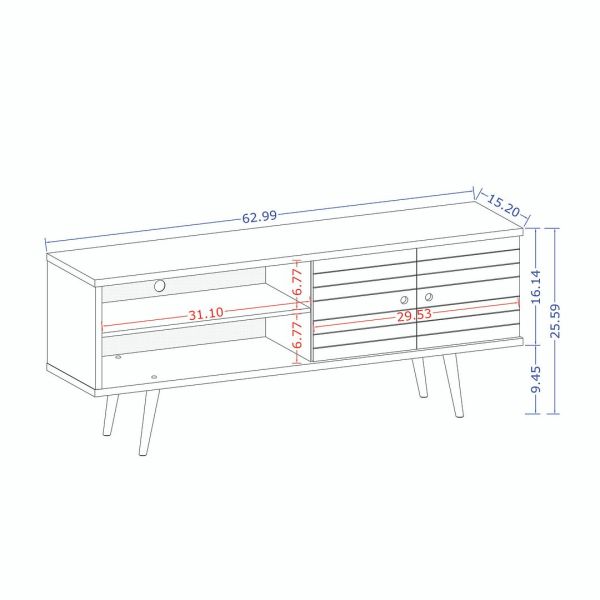 Liberty TV Stand 62.99 in White and 3D Brown Prints