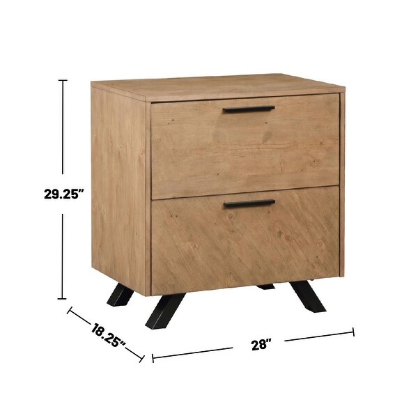 2 Drawers Nightstand with USB Charging Ports in Light Honey Brown - - 37170403