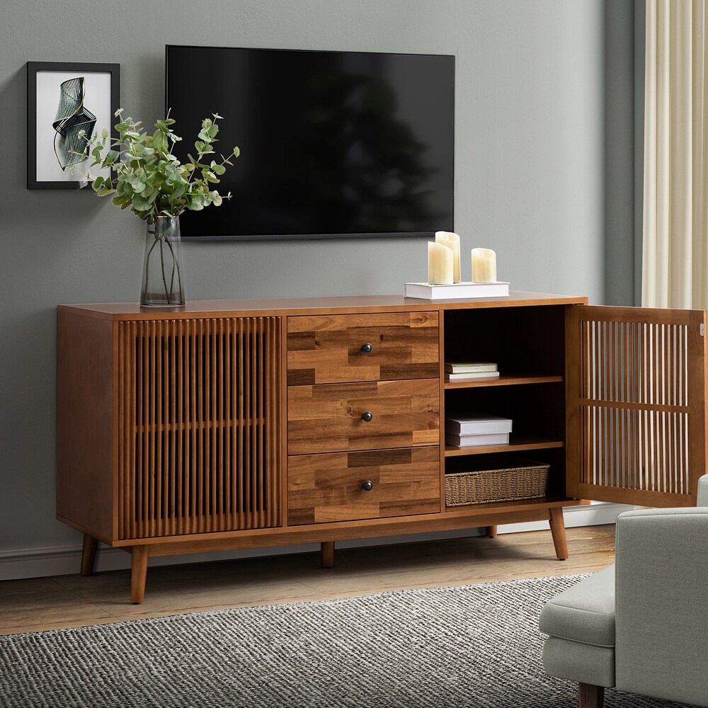 Crrillus Mid century Sideboard with Slatted Doors by HULALA HOME