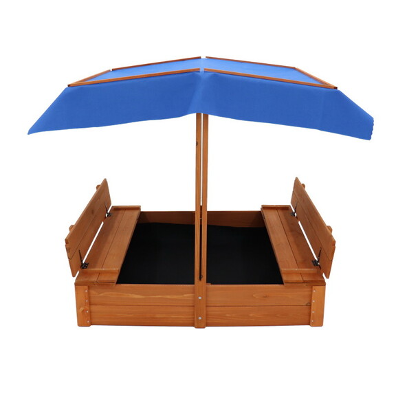 Wood Sandbox with Cover  Sand Box with 2 Bench Sea...