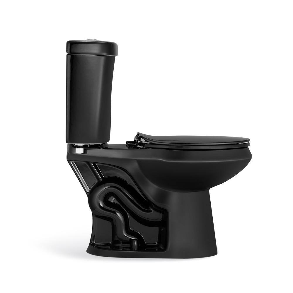 Glacier Bay 2-piece 1.1 GPF1.6 GPF High Efficiency Dual Flush Elongated Toilet in Black N2316-BLK