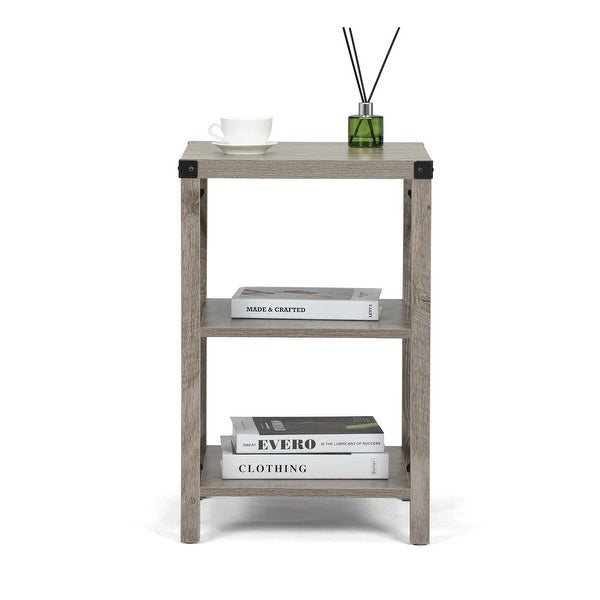 Square 3-Tier Side Table with X-Shaped Metal Support