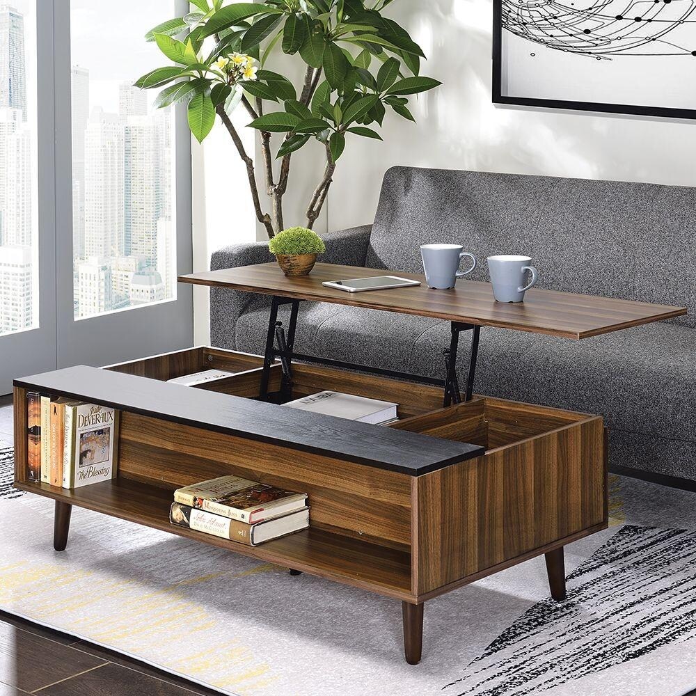 ACME Avala Coffee Table with Lift Top in Walnut   Black