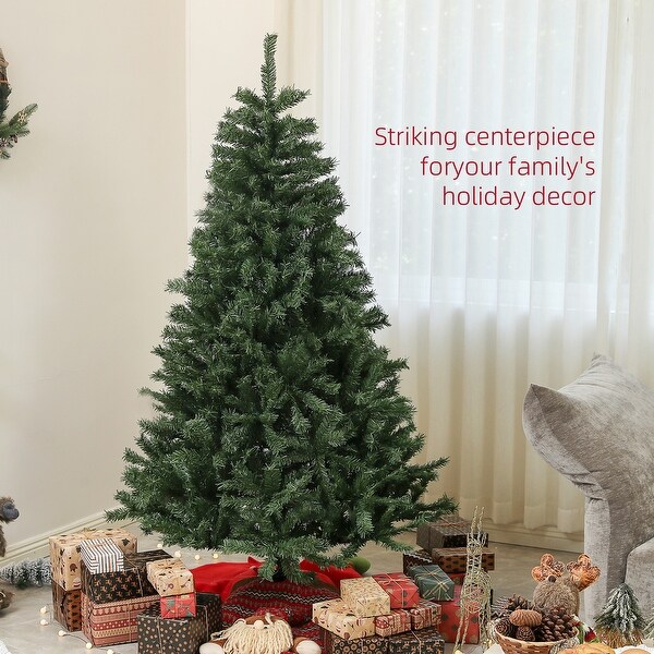 6ft/7.5ft/9ft Artificial Christmas Tree with AutoOpen Branches，FullBodied Look and Durable Steel Base for Home Decor