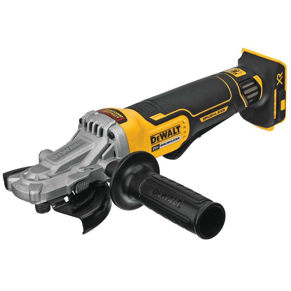 DW 20V MAX XR Cordless Brushless 5 in. Flathead Paddle Switch Small Angle Grinder with (2) 20V 6.0Ah Batteries DCG413FR2