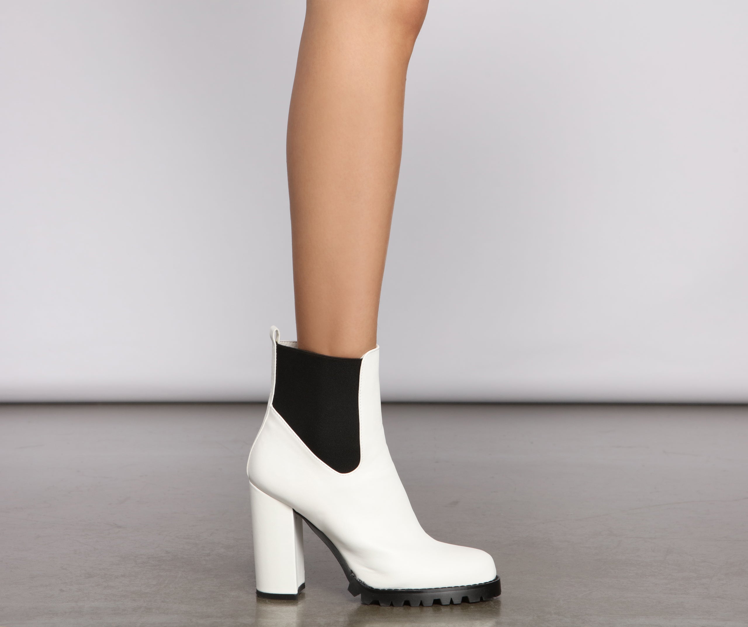 On the Edge Faux Leather Lug Booties