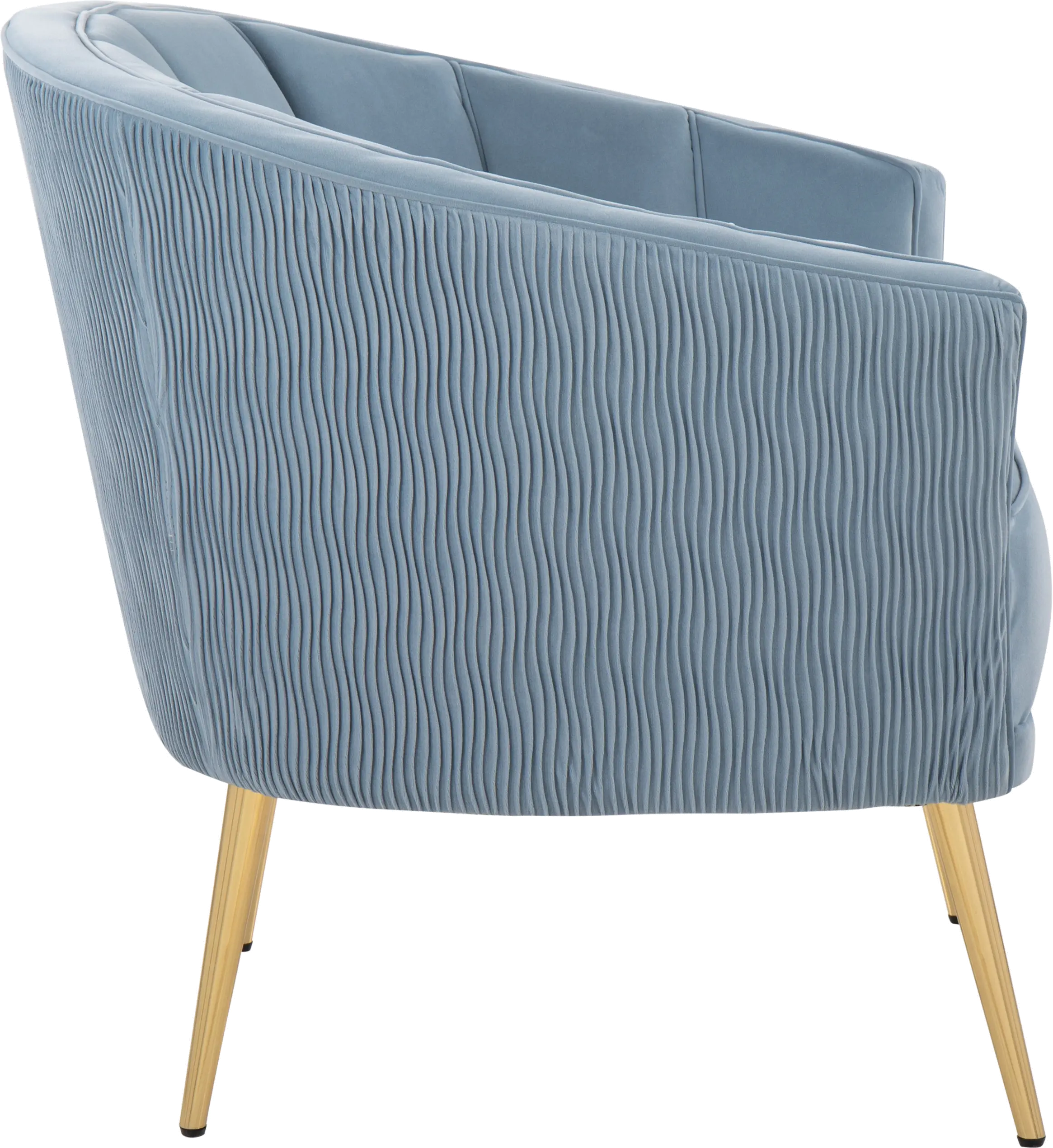 Tania Light Blue Pleated Waves Glam Accent Chair