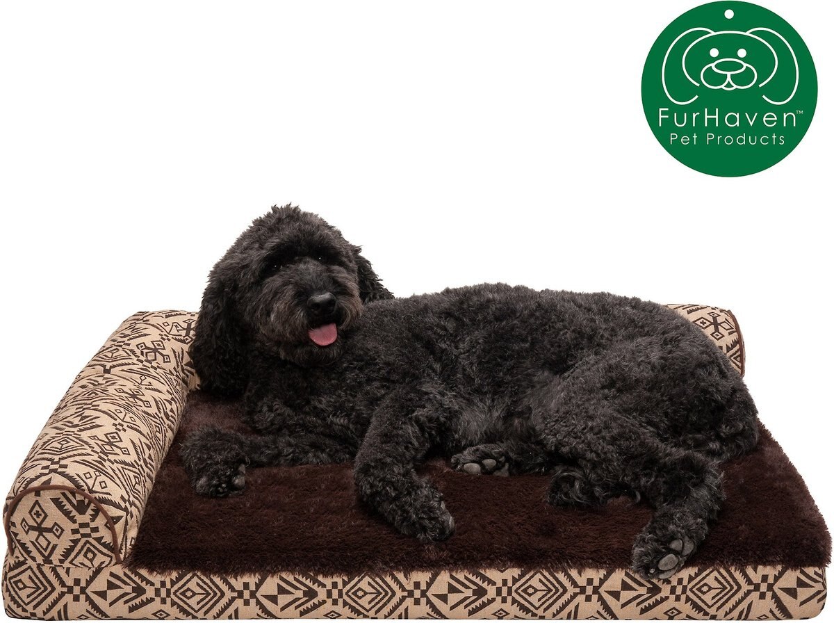 FurHaven Southwest Kilim Memory Foam Deluxe Chaise Dog and Cat Bed