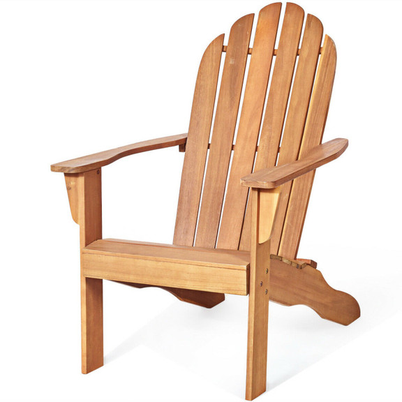 Costway 08521679 Wooden Outdoor Lounge Chair with ...