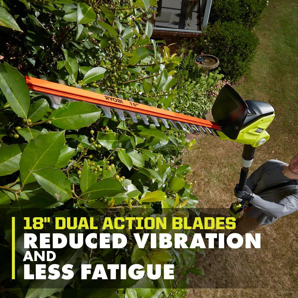 RYOBI 40V 18 in Cordless Battery Pole Hedge Trimmer with 20 Ah Battery and Charger