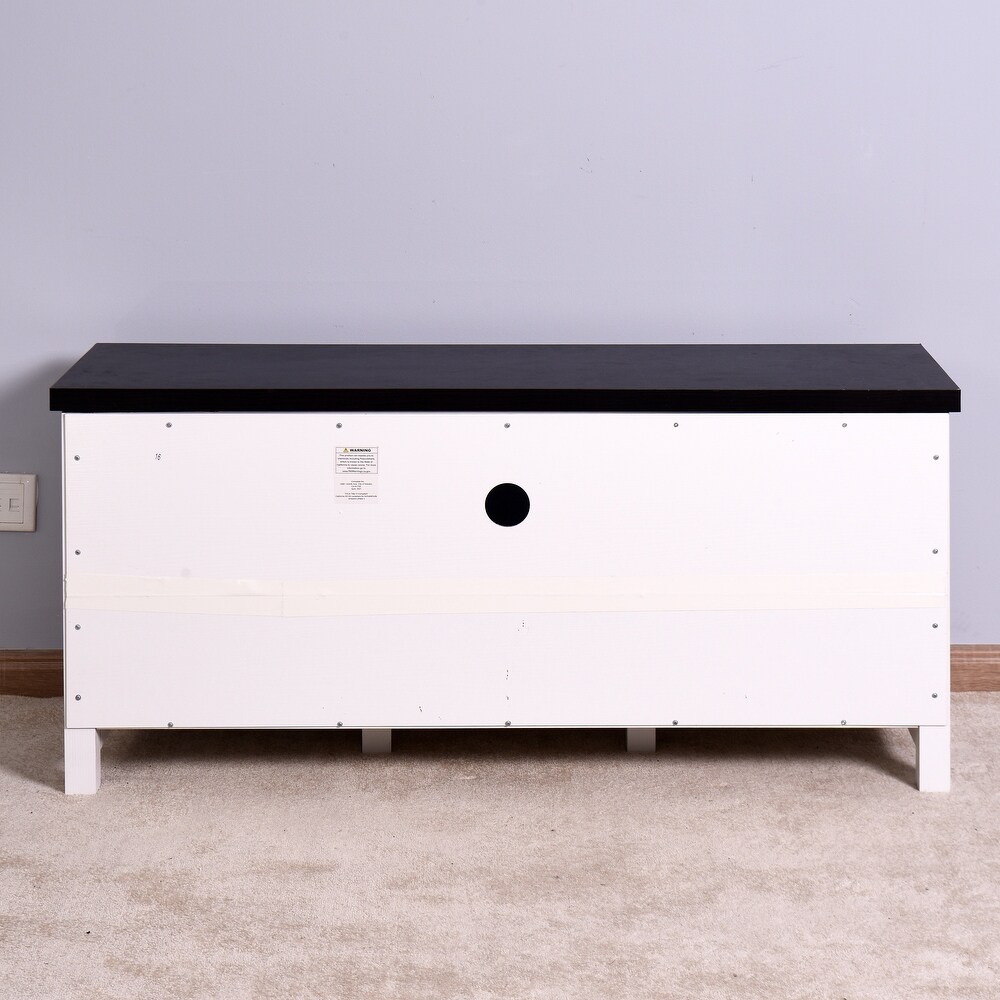 Media Console Table TV Stand with LED Lights White