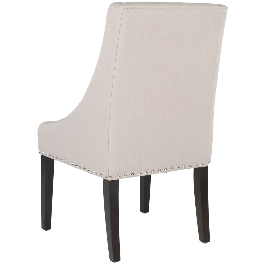 SAFAVIEH Dining Sloping Arm Beige Linen Nailhead Dining Chairs (Set of 2)   24\