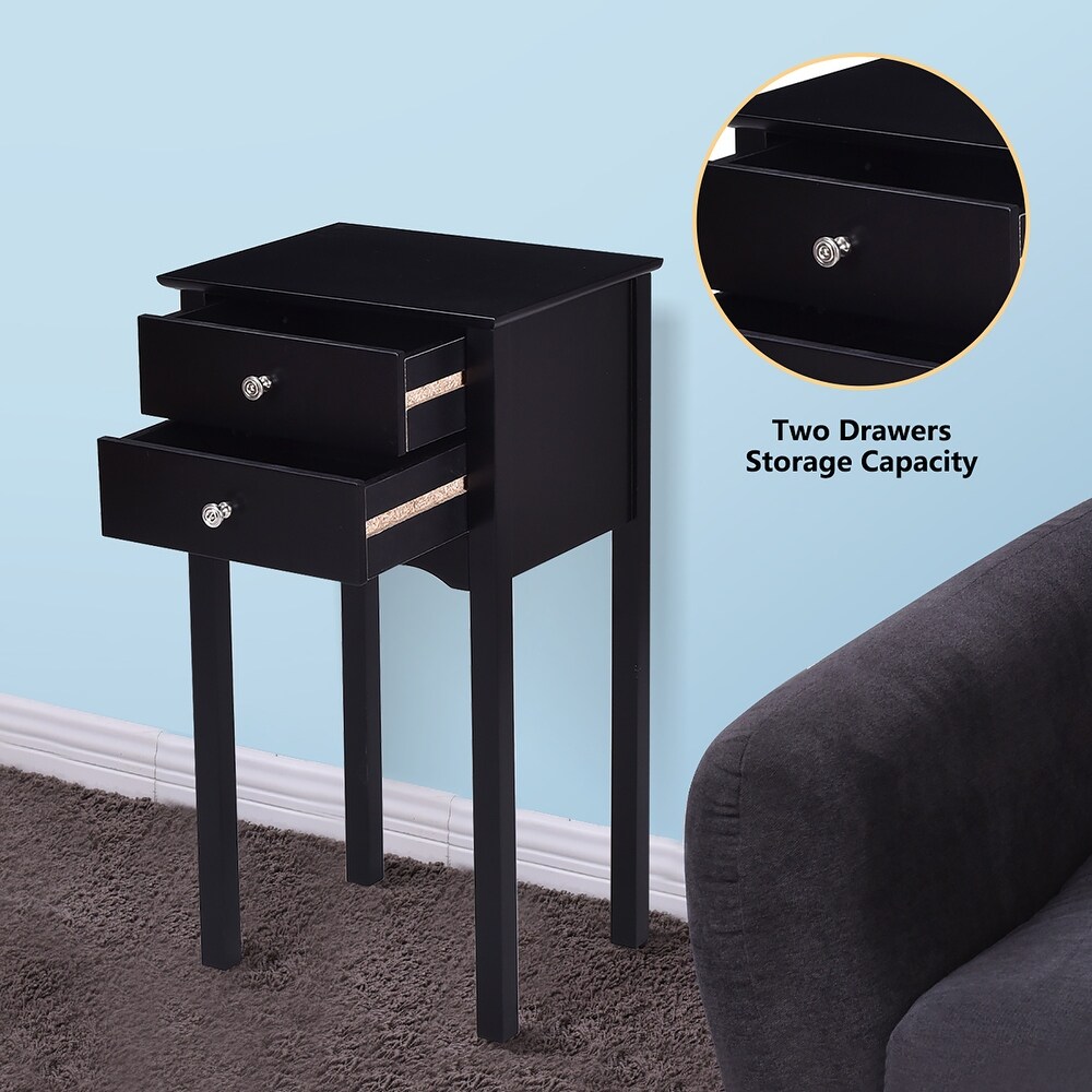 Side Table End Accent Table Night Stand with 2 Drawers Furniture