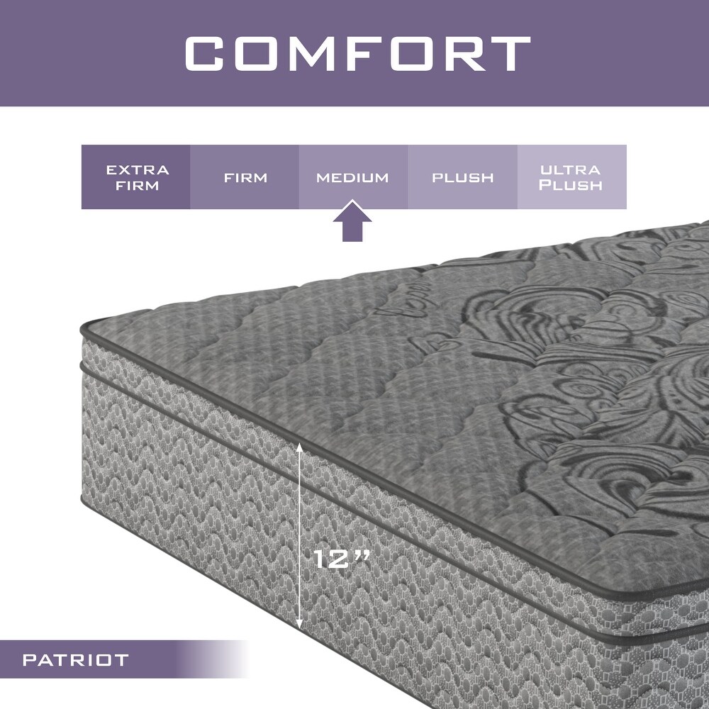 American Furniture Classics Patriot Series CertiPUR US Certified 12 inch Twin Size Pocketed Coil Memory Foam Mattress in a box