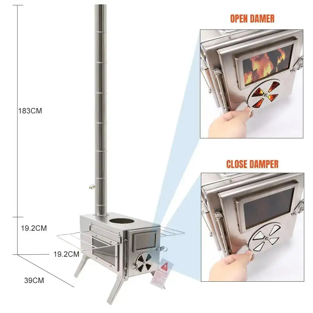 Camping Wood Burning Stove Quick Assembly Hiking Camping Wood Stovetent Stove