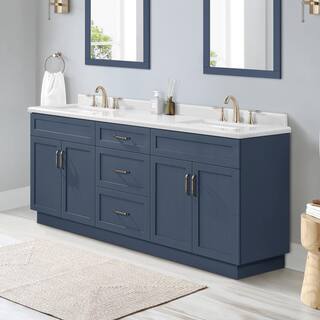 Home Decorators Collection Lincoln 72 in. W x 22 in. D x 34.5 in. H Bath Vanity in Midnight Blue with White Cultured Marble Top Lincoln 72