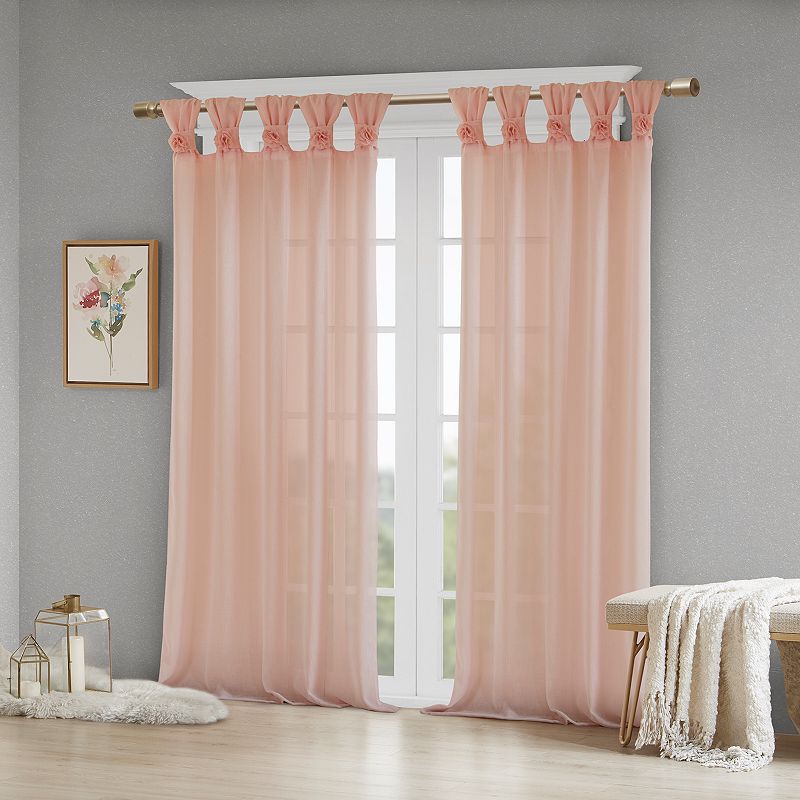 Madison Park Embellished Floral Sheer 1 Window Curtain Panel