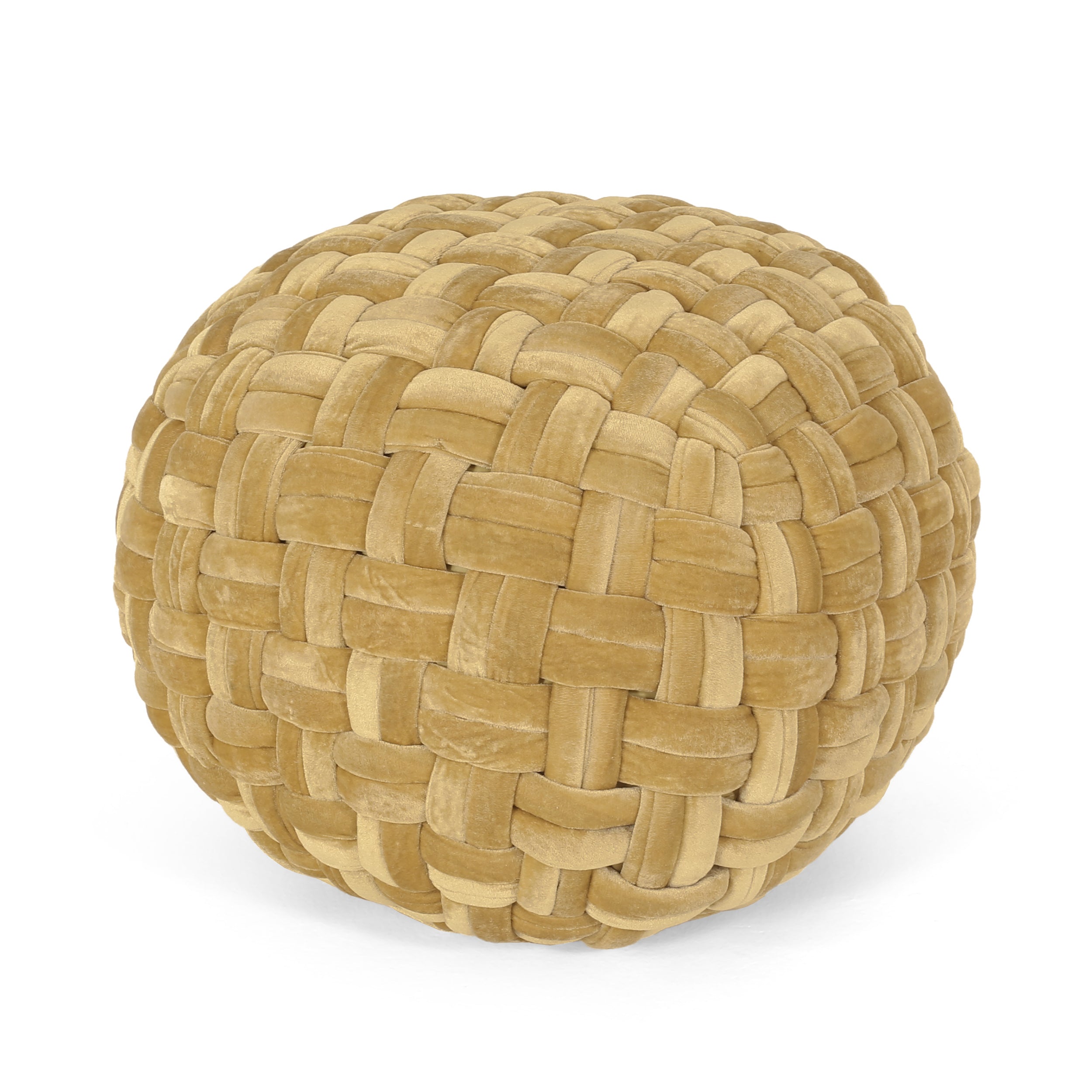 Colerain Modern Glam Handcrafted Cable Weave Velvet Round Pouf