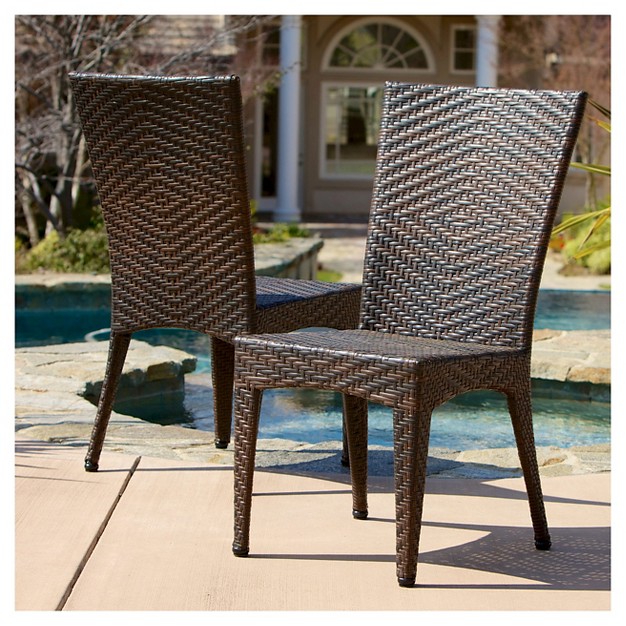 Brooke Set Of 2 Wicker Patio Chairs Multi Brown Christopher Knight Home