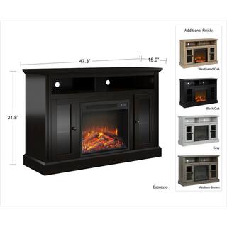 Ameriwood Home Nashville 47 in. Freestanding Electric Fireplace TV Stand in Black Oak HD92303