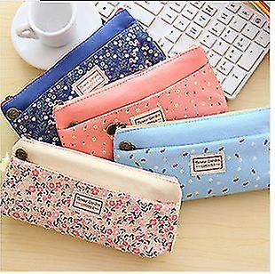 Veeki Canvas Cosmetic Pen Pencil Stationery Pouch Bag Case， Flower Floral Pastoral， Set Of 4