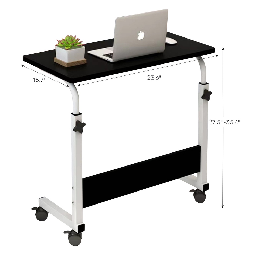 Adjustable Height C Shaped End Table Mobile Laptop Desk Rolling Stand   23.6\