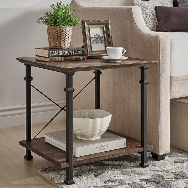 Myra Vintage Industrial Modern Rustic End Table by iNSPIRE Q Classic