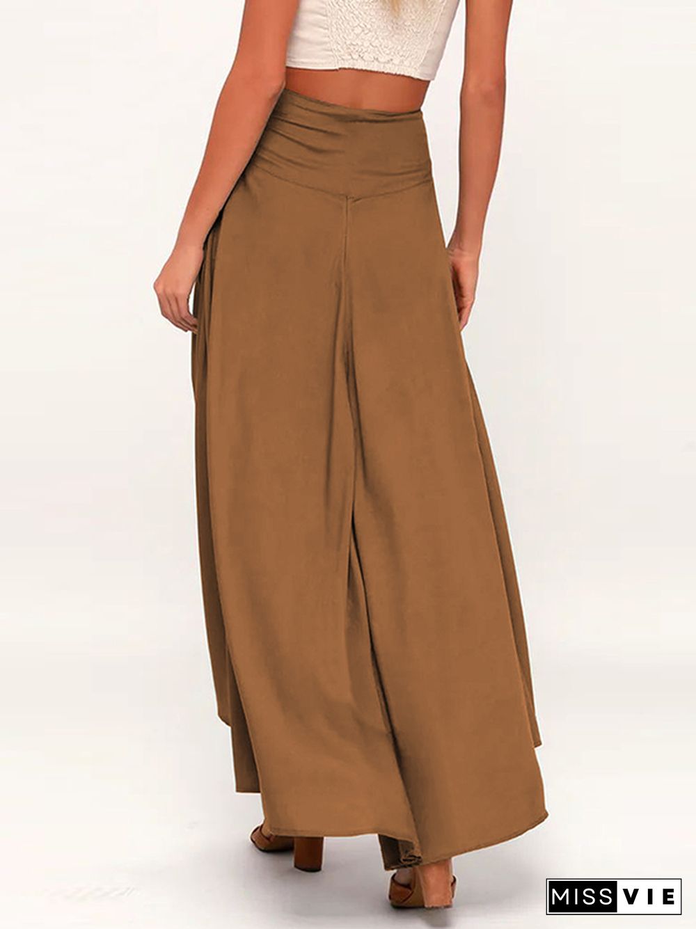 Simple  Asymmetric Split-Front Falbala Solid Color  Skirts Bottoms