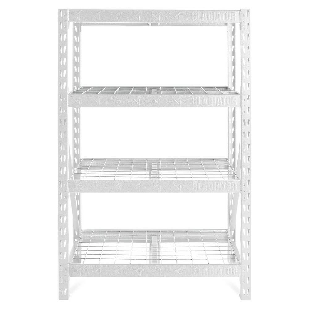 Gladiator White 4-Tier Heavy Duty Steel Garage Storage Shelving Unit (48 in. W x 72 in. H x 18 in. D) GARS484TKW