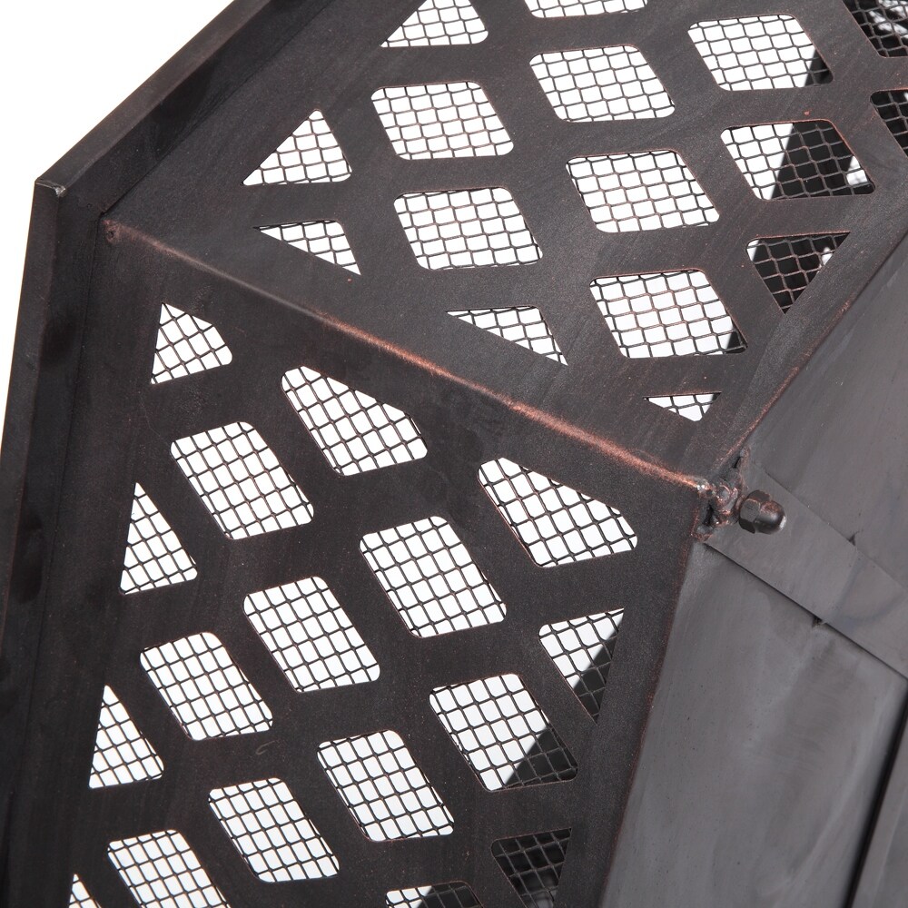 Hexagonal Shaped Iron Brazier Wood Burning Fire Pit Decoration