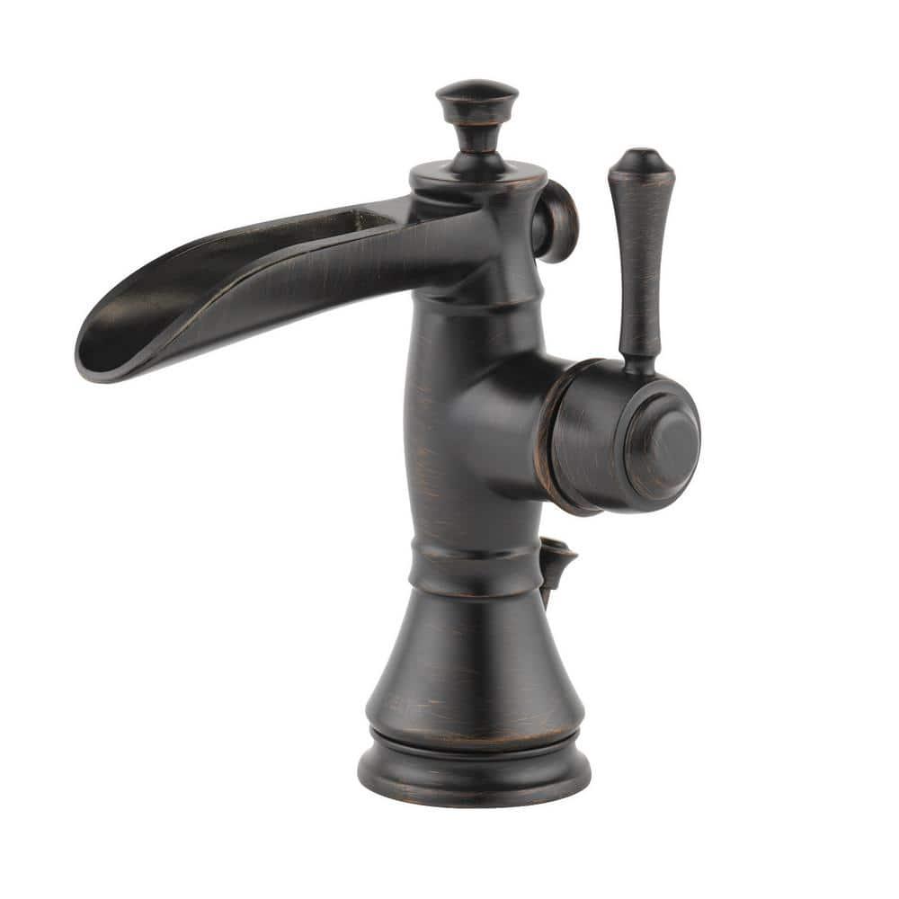 Delta Cassidy Single Hole SingleHandle Open Channel Spout Bathroom Faucet with Metal Drain Assembly in Venetian Bronze