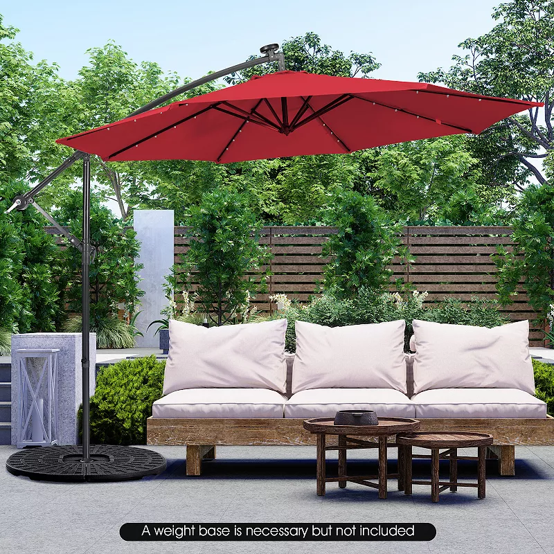 10 Feet Patio Solar Powered Cantilever Umbrella with Tilting System