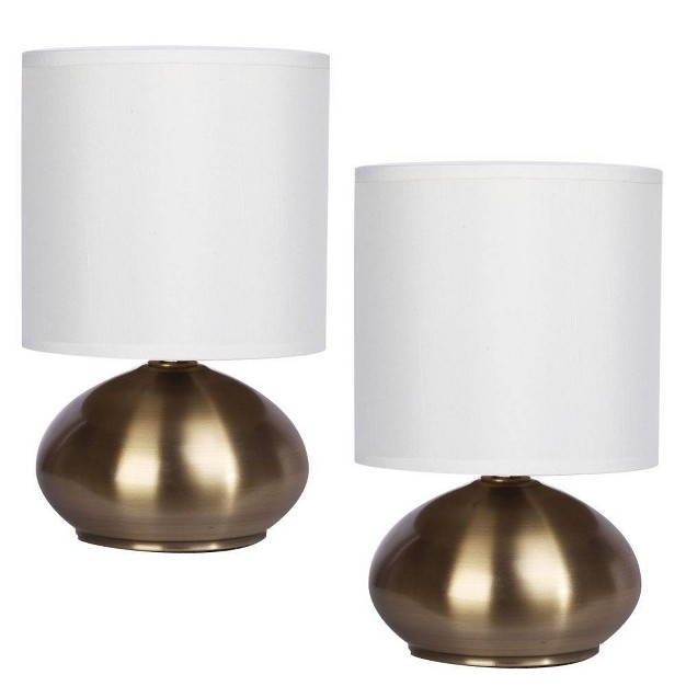 2pk Matching Small Touch Table Lamp Set Gold Cresswell Lighting