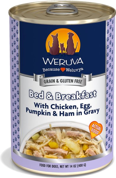 Weruva Bed and Breakfast with Chicken， Egg， Pumpkin and Ham in Gravy Grain-Free Canned Dog Food