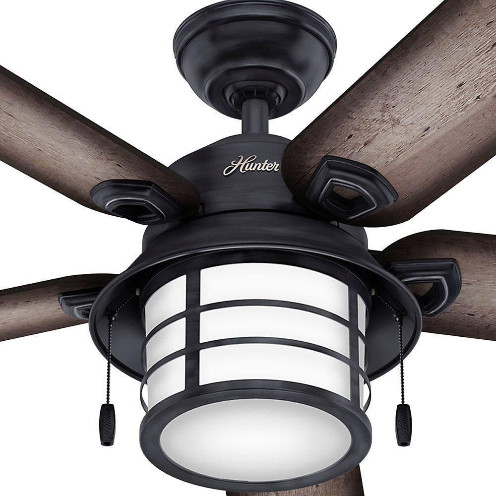 Hunter Key Biscayne 54 in IndoorOutdoor Weathered Zinc Gray Ceiling Fan with Light Kit